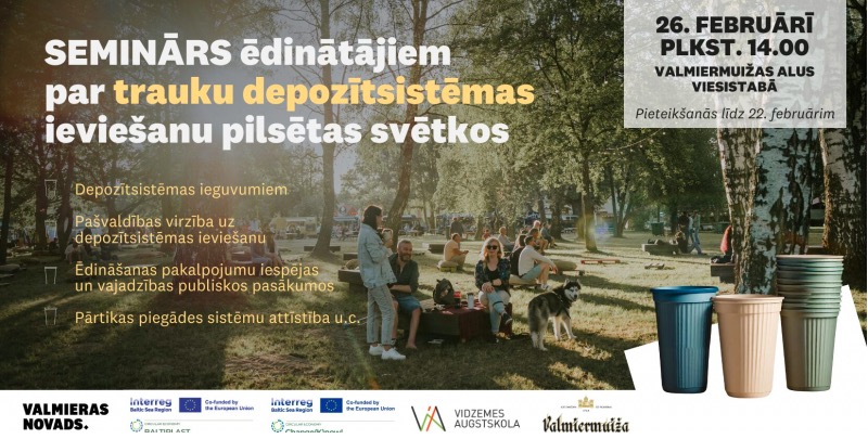 Aicinām uz semināru ēdinātājiem par trauku depozītsistēmas ieviešanu pilsētas svētkos